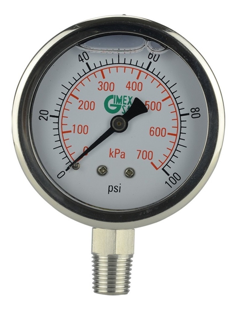Manometro Inoxidable Con Glicerina 0-200Psi 1/4  Npt