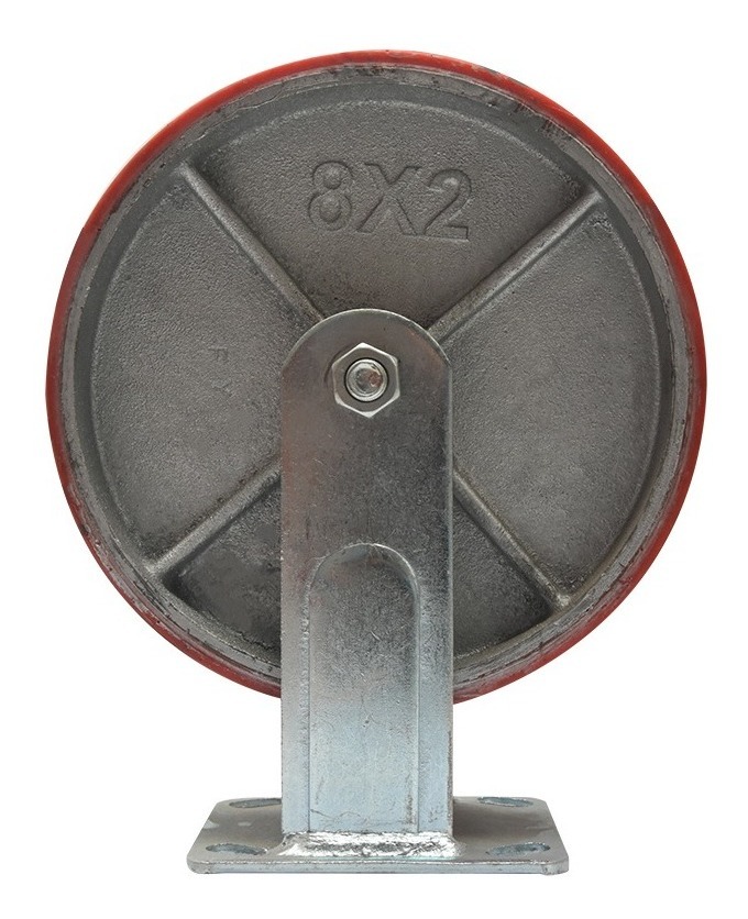 Rodaja Industrial 200Mm Roja Placa Fija Dk012-Pd08