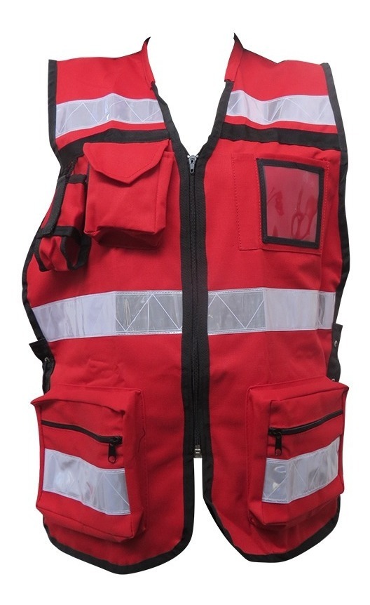 Chaleco Brigadista 5 Bandas Reflejante Rojo Unitalla
