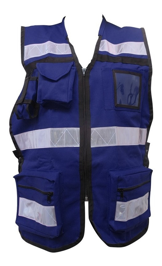 Chaleco Brigadista 3 Bandas Reflejante Azul Marino