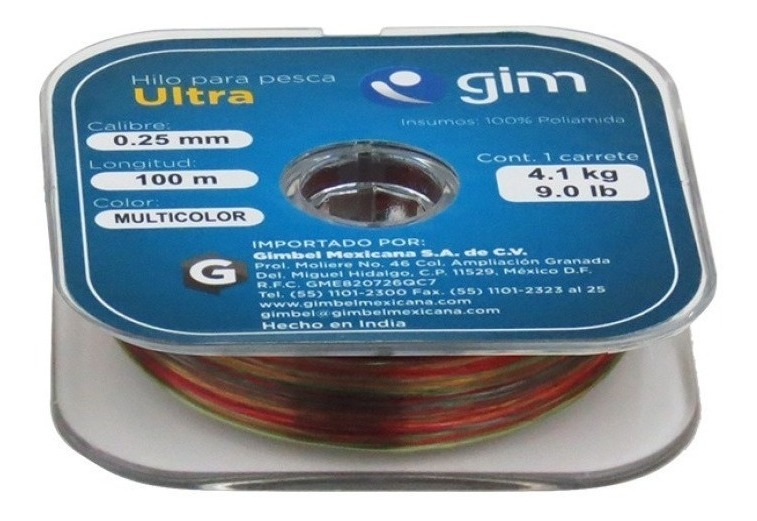 Linea De Pesca Ultra Gim 0.45Mm Resis 11Kg Var Colores 100M