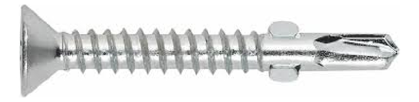 PIJA CABEZA PLANA PUNTA BROCA GALVANIZADA CON ALAS 8-32X1" (100 PIEZAS)