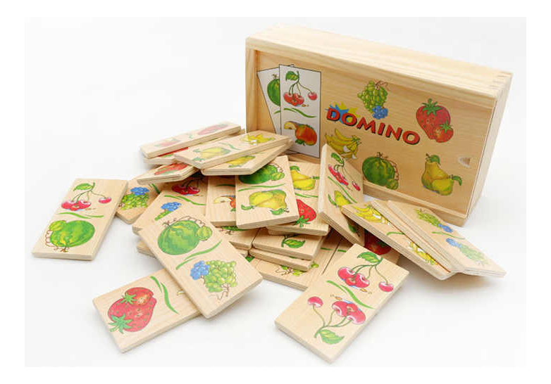 Dominó didáctico, frutas y verduras 16x10 cm 72pz