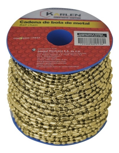 [GM-14CADENA252CH] Cadena Bola-Barra Latonada 3.2Mmx50Mt