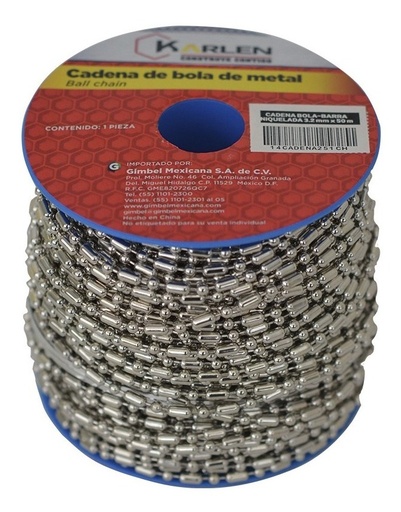 [GM-14CADENA255CH] Cadena Bola-Barra Acero Inox 2.3Mmx50Mt