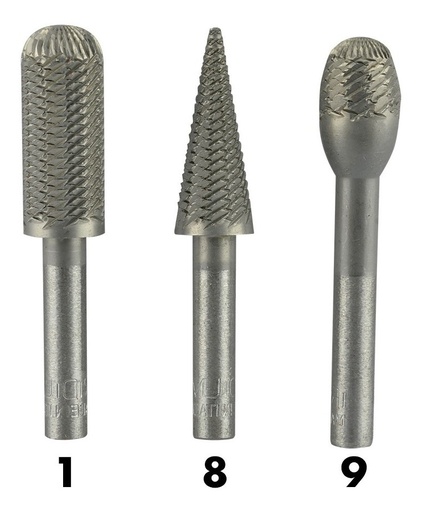 [GM-14FRESAS001IR] Set Limas Rotativas Carburo Resistente 3 Piezas Iridium
