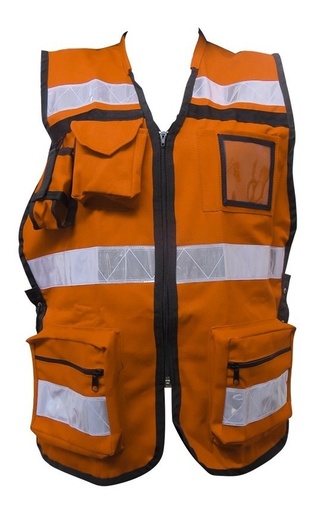 [GM-14SEGURI155SM] Chaleco Brigadista 3 Bandas Reflejante Naranja Unitalla