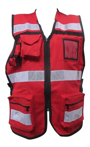 [GM-14SEGURI211SM] Chaleco Brigadista 3 Bandas Reflejante Rojo Unitalla