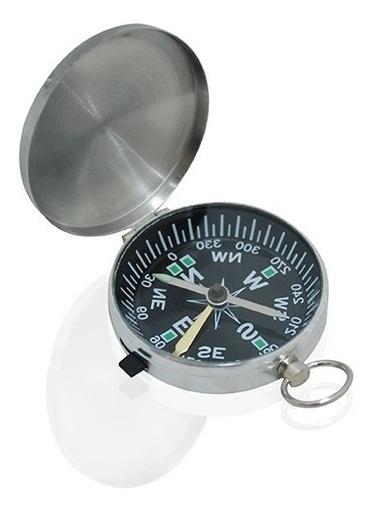 [GM-15BRUJUL023CC] Brujula Metalica Cromada Con Tapa 45Mm Botón Para Aguja