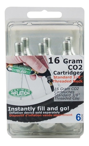 [GM-15CILIND009LL] Bomba De Aire Mini Para Bicicleta Cilindro Co2 16Gr 3/8 6Pz