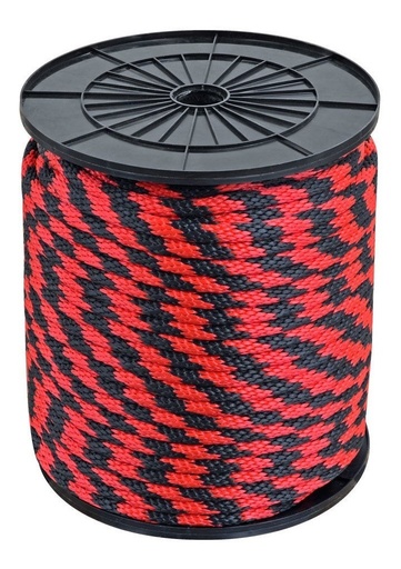[GM-15CUERDA237CH] Cuerda Trenzada Polipropileno 3/8  Negro/Rojo 10Kg