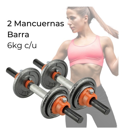 [GM-15GIMNAS098SM] Par Mancuernas 6Kg C/Mancuernas Con Discos Aprox. 12Kg (Par)