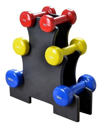 [GM-15GIMNAS164CH] Juego De 3 Pares De Mancuernas Con Repisa, Gim