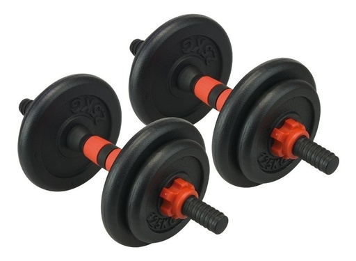 [GM-15GIMNAS502CH] Juego De Mancuernas 15Kg Acero Recubierta De Abs 14Pzas, Gim