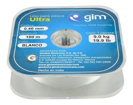 [GM-15HILONY728GI] Linea De Pesca Ultra Gim 0.40Mm Resis 9Kg Var Colores 100M