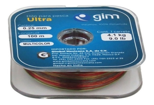 [GM-15HILONY753GI] Linea De Pesca Ultra Gim 0.40Mm Resis 9Kg Var Colores 100M