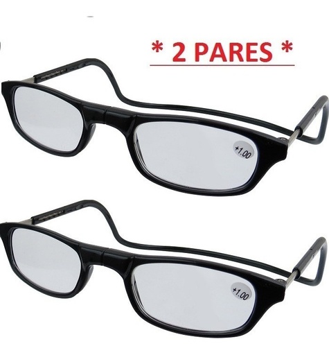 [GM-15LENTES001CH] 2 Pares De Lentes Magneticos Para Leer Negro +1.00Plus