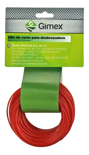 [GM-22HILONY014SD] Hilo Para Desbrozadora 3Mm (.119) 15M Rojo