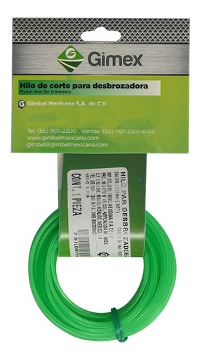 [GM-22HILONY020SD] Hilo Para Desbrozadora 3Mm (.119) 15M Verde